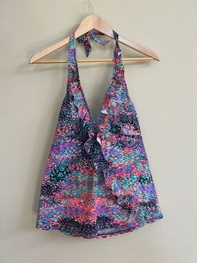 Love your ASSETS by Sara Blakey SPANX Multicolor Vibrant  Print Tankini Swim Top